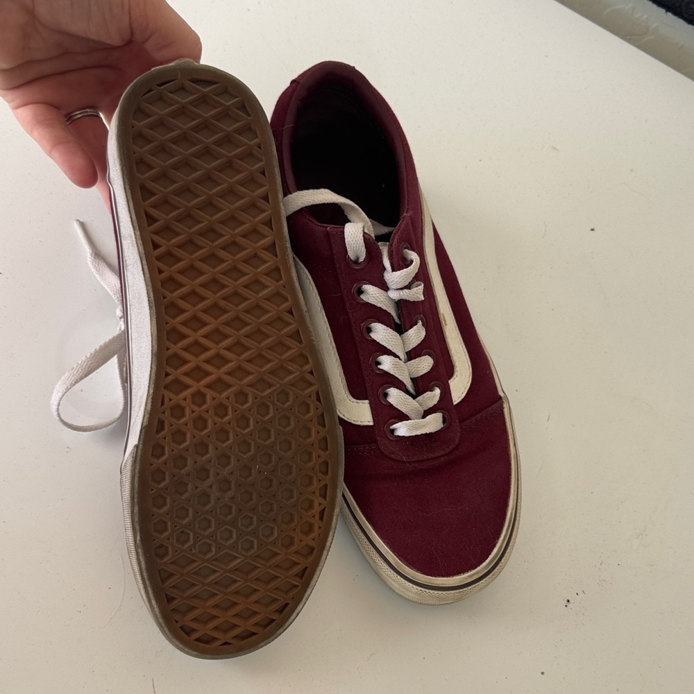 Vans Burgundy and White Women's Sneakers - Picture 3 of 4